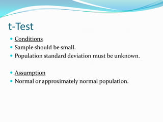 Conditions for using Tests