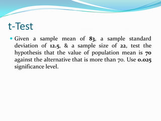 t-TestConfidence IntervalDegrees of Freedom: n-1