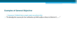 FORMULATING RESEARCH QUESTIONS, SETTING STUDY OBJECTIVES AND HYPOTHESIS ...