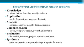 FORMULATING RESEARCH QUESTIONS, SETTING STUDY OBJECTIVES AND HYPOTHESIS ...