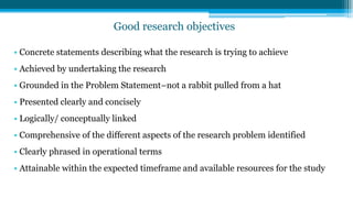 FORMULATING RESEARCH QUESTIONS, SETTING STUDY OBJECTIVES AND HYPOTHESIS ...