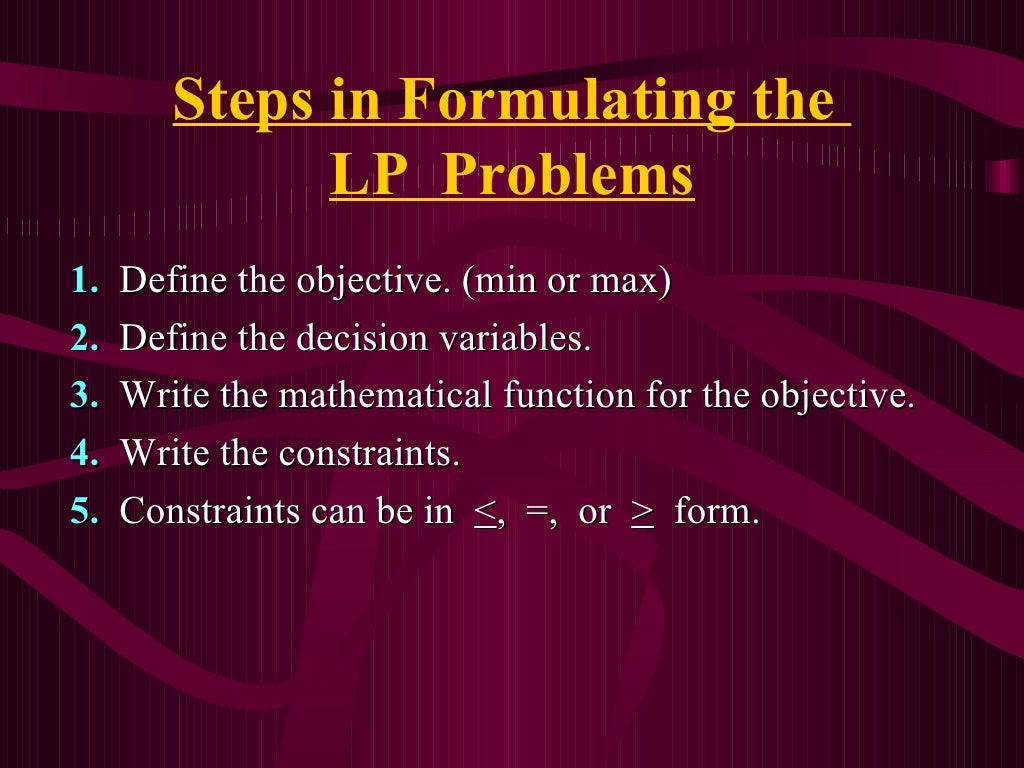 Formulation Lpp
