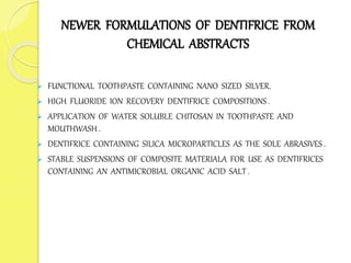 Toothpaste Formulation Examples FORMULATION AND EVALUATION OF DENTAL PRODUCTS | PPTX