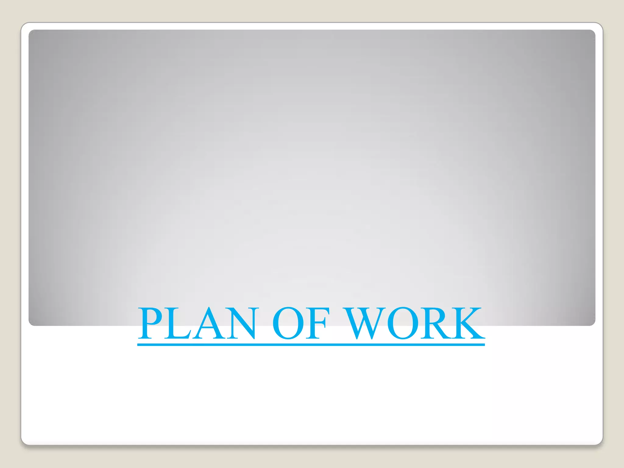 PLAN OF WORK
 