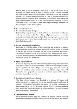 Formulation and evaluation of microspheres | PDF