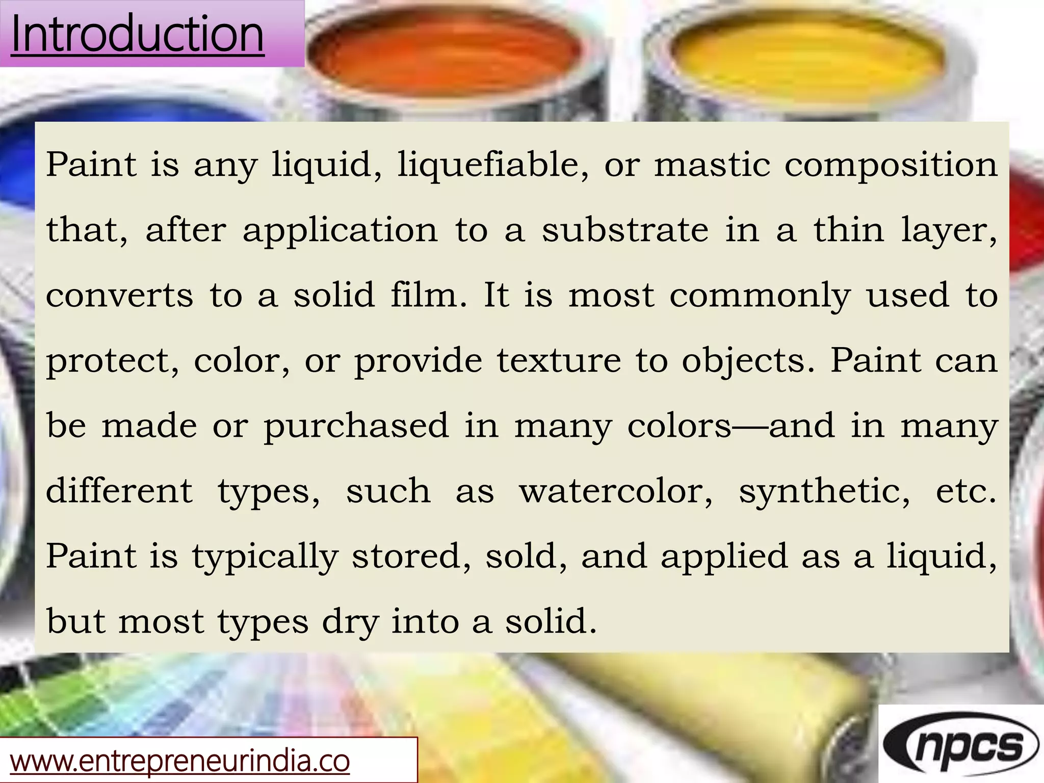 Formulation and Manufacturing Process of Paints, Pigments, Varnishes ...