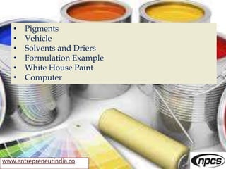 Formulation and Manufacturing Process of Paints, Pigments, Varnishes ...