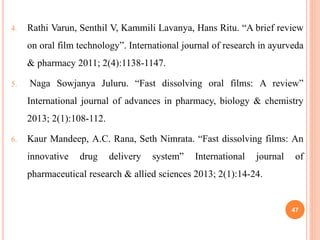 Formulation & evaluation of fast dissolving oral film | PPTX