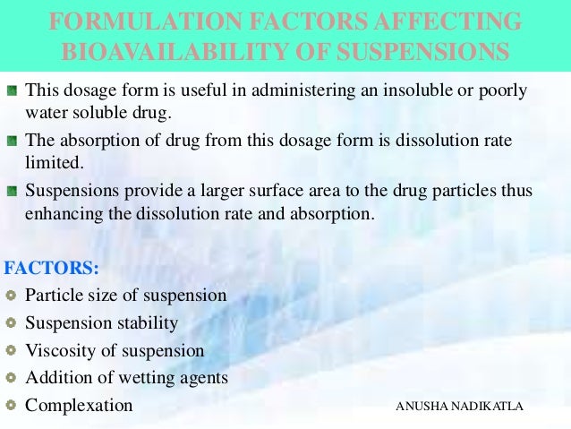 Formulation Factors Effecting Bioavailability Of Drugs
