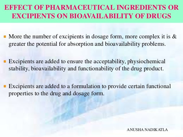 Formulation Factors Effecting Bioavailability Of Drugs