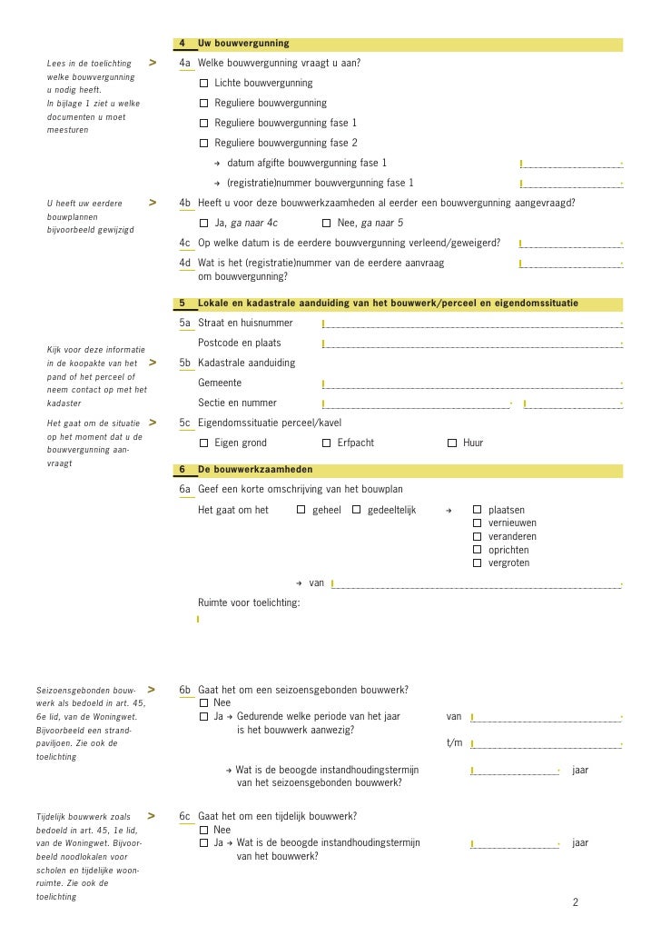 Formulier Aanvraag Reguliere Bouwvergunning Leeg