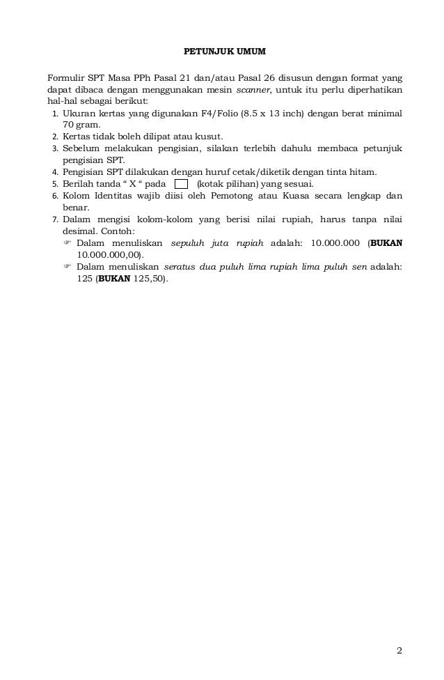 Formulir SPT Masa PPh 21 Sejak Januari 2014 (PER_14_PJ_2013)
