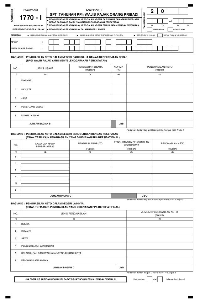 Formulir Form Spt Tahunan Op Orang Pribadi 1770