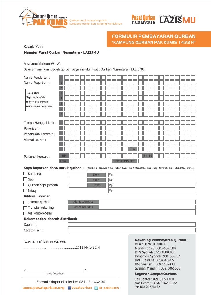 Formulir kampung qurban pak kumis 1432 h