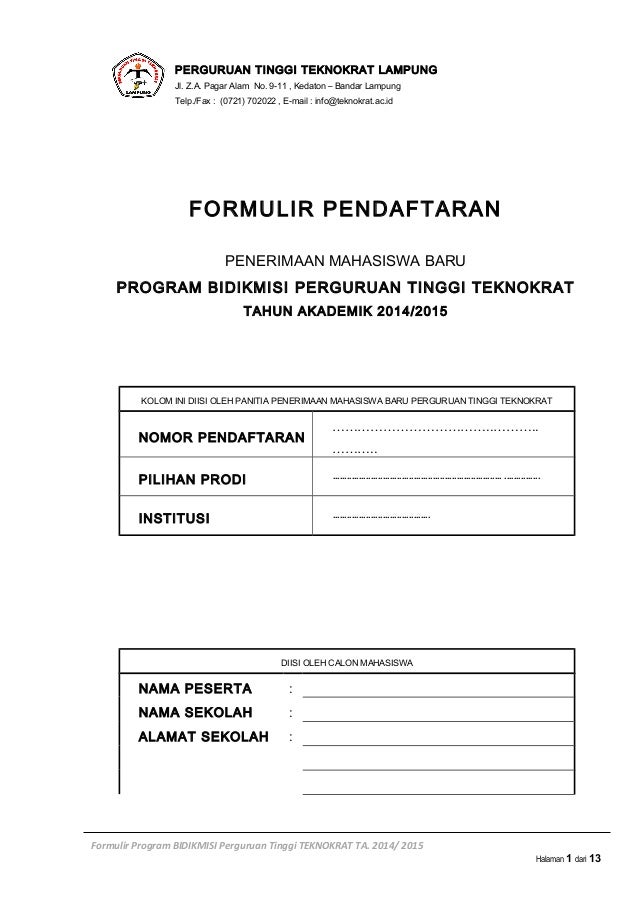 Formulir bidikmisi 2014-2015