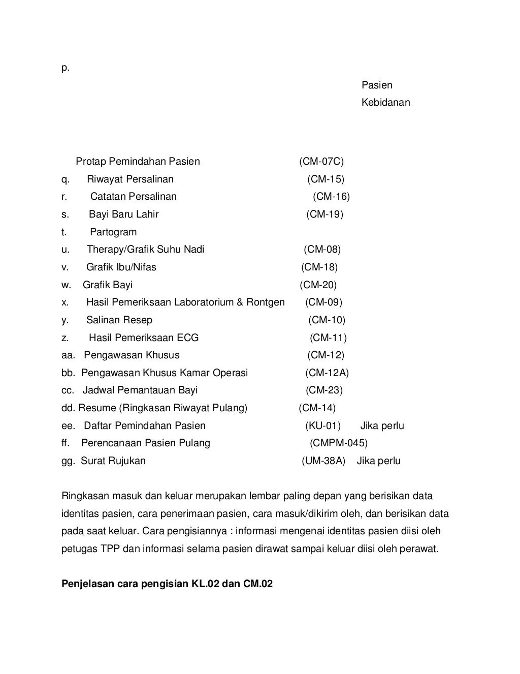Formulir dan cara pengisian rekam medis