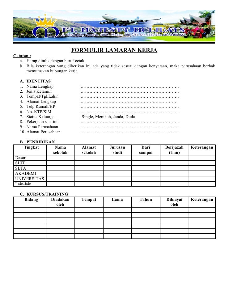 Formulir Lamaran Kerja