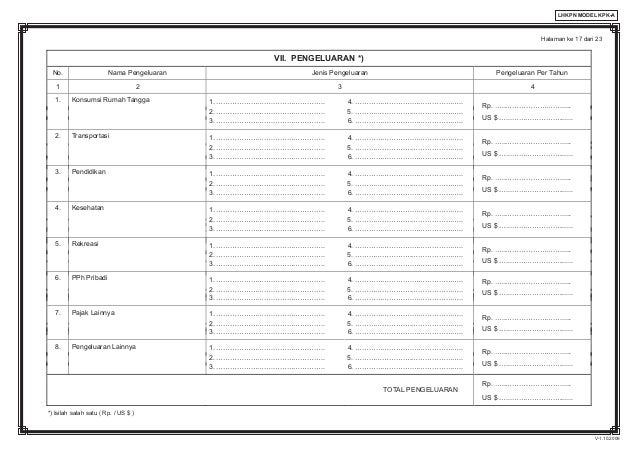 kekayaan laporan pajak harta laporan negara penyelenggara Formulir kekayaan