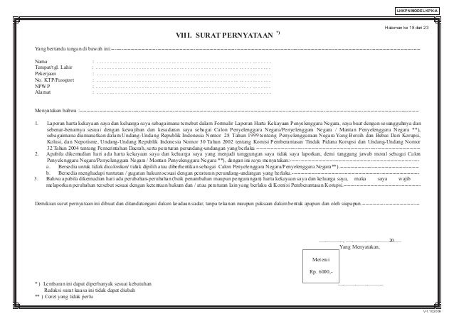 Formulir laporan harta kekayaan penyelenggara negara 
