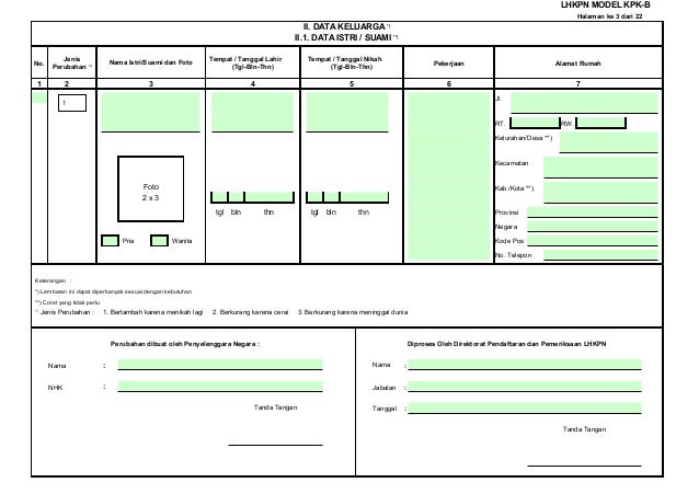 lhkpn formulir b model harta Formulir kekayaan laporan penyelenggara negara lhkpn formulir b model harta Formulir kekayaan laporan penyelenggara negara