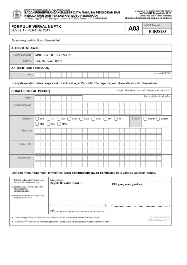 formulir verval nuptk a03