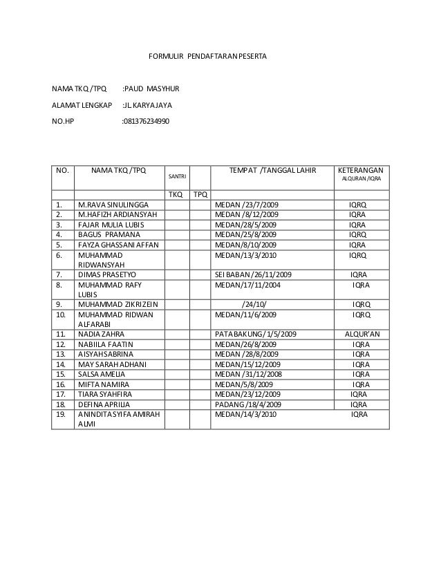 Formulir Pendaftaran Wisuda
