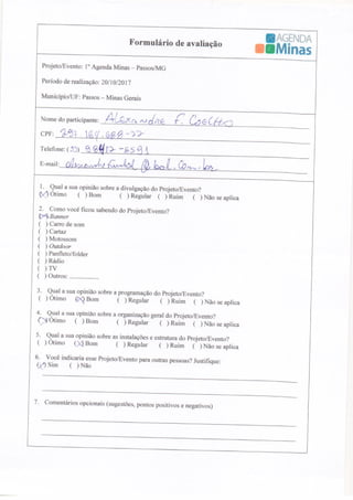 Formulário de Avaliação Agenda Passos