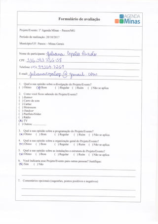 Formulário de Avaliação Agenda Passos