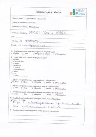 Formulário de Avaliação Agenda Passos