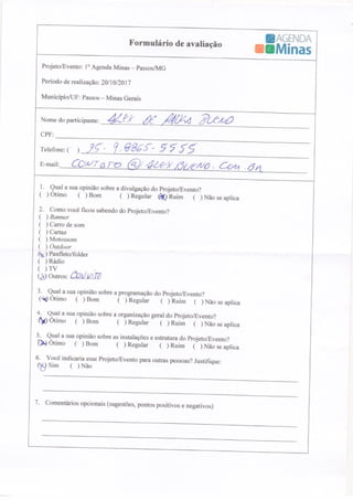 Formulário de Avaliação Agenda Passos