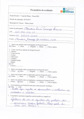 Formulário de Avaliação Agenda Passos