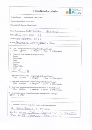 Formulário de Avaliação Agenda Passos