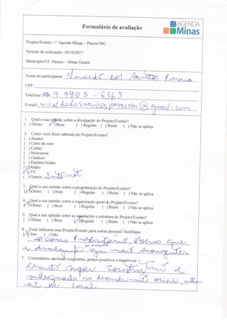 Formulário de Avaliação Agenda Passos