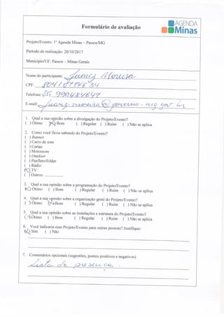 Formulário de Avaliação Agenda Passos