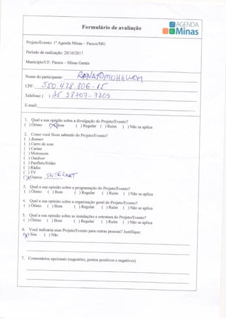 Formulário de Avaliação Agenda Passos