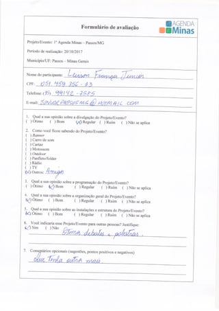 Formulário de Avaliação Agenda Passos