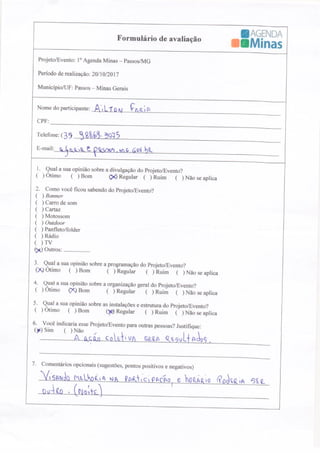 Formulário de Avaliação Agenda Passos