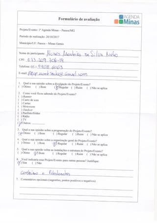 Formulário de Avaliação Agenda Passos