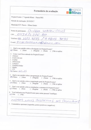 Formulário de Avaliação Agenda Passos