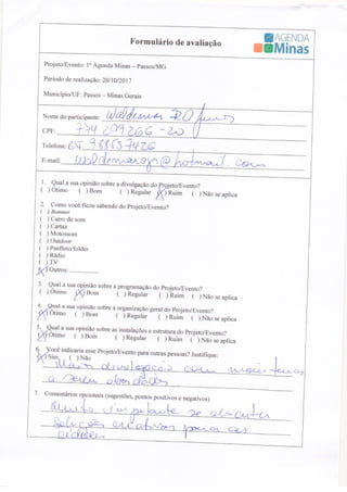 Formulário de Avaliação Agenda Passos