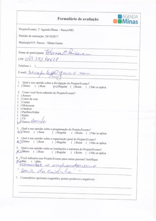 Formulário de Avaliação Agenda Passos