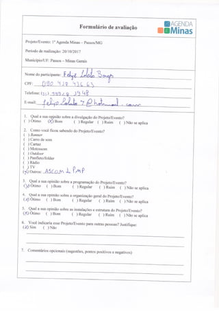 Formulário de Avaliação Agenda Passos