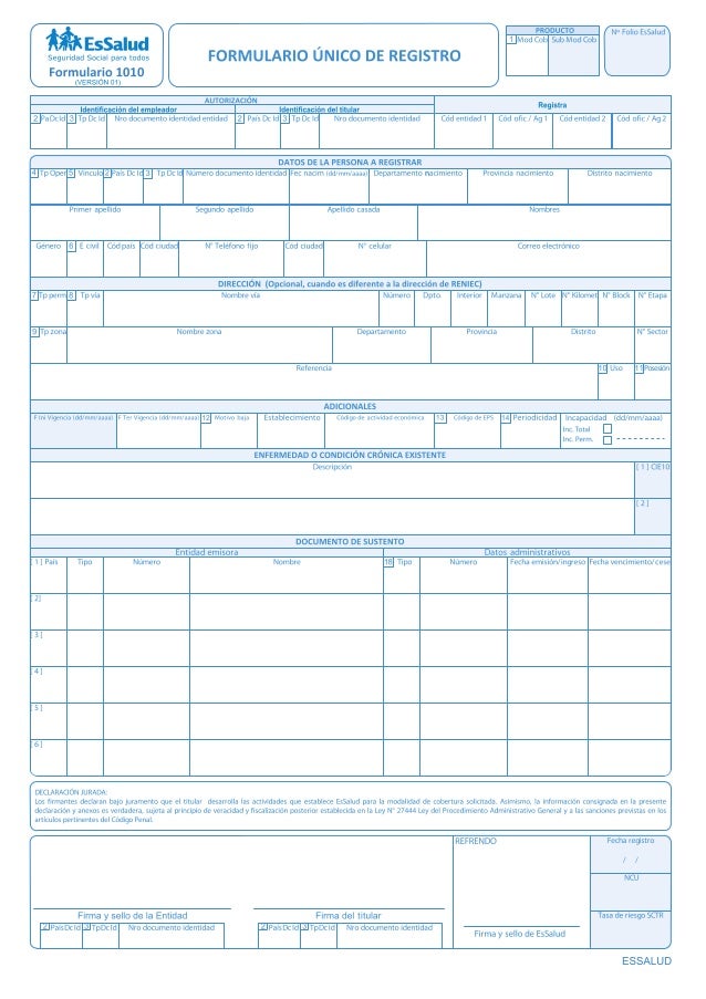 form uni fur 1010 essalud 1010 form
