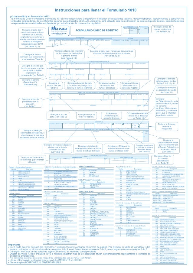 form uni fur 1010 essalud 1010 form