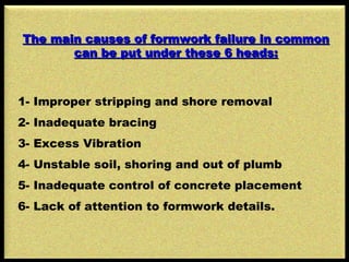 Formwork failures and remedial measures | PPT