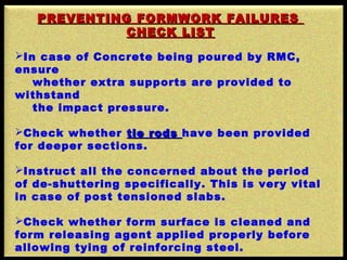 Formwork failures and remedial measures | PPT