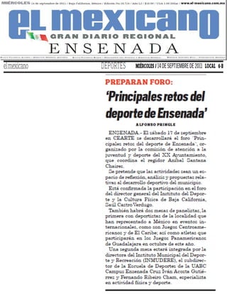FORO "PRINCIPALES RETOS DEL DEPORT DE ENSENADA"