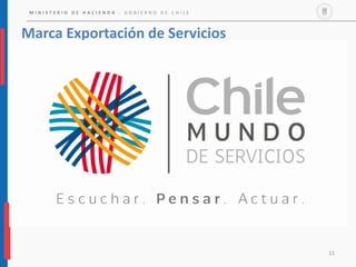 M I N I S T E R I O D E H A C I E N D A . G O B I E R N O D E C H I L E
Marca Exportación de Servicios
11
 