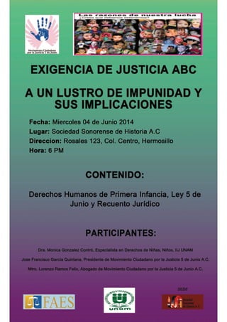 FORO EXIGENCIA DE JUSTICIA ABC, A UN LUSTRO DE IMPUNIDAD