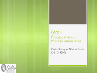 Foro 1
Proceso lineal vs.
Proceso intermitente
Carlos Enrique Alburez Luna
IDE 10482005
 